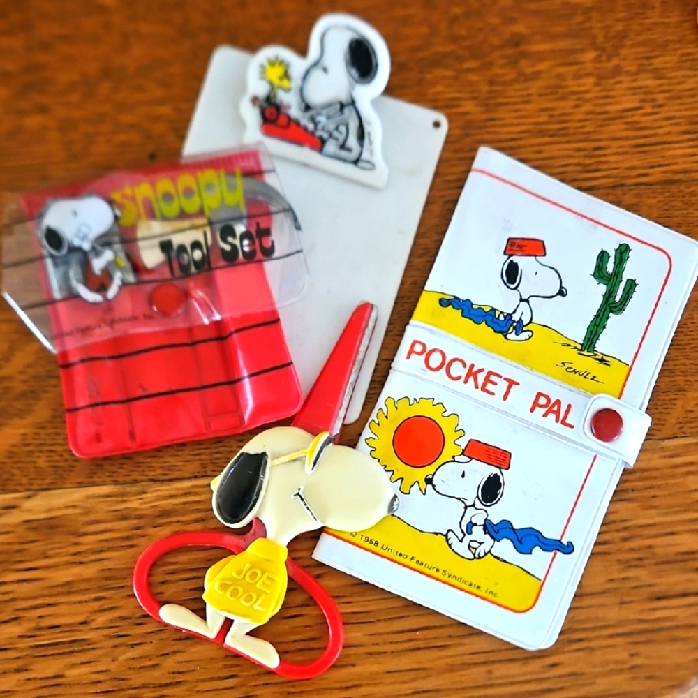 Snoopy Pocket Pal, Tool Set, Stationery, Scissors Lot 1980s Toys Vintage Peanuts - Picture 2 of 8